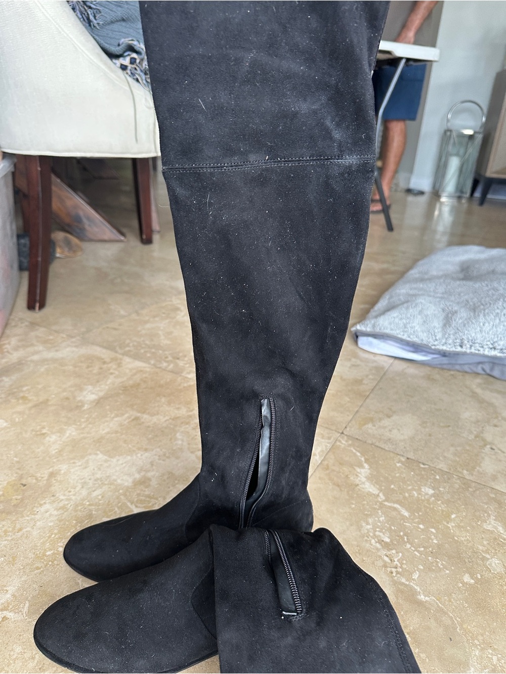 Marc Fisher Black Over-the-Knee Suede Zip Boots